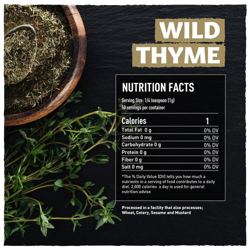 Eastanbul Wild Thyme, 1.76oz Mediterranean Zatar Thyme Seasoning, AKA Thymbra Spicata, Spiked thyme, For Tea & Culinary Seasoning, Dried Thyme Lea...